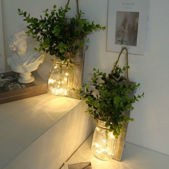 2 Pcs LED Copper Wire Light Mason Jar Flower Room Decor Wall Light for Garden Patio Living Room Bedroom 2 Pcs LED Copper Wire Light Mason Jar Flower Room Decor Wall Light for Garden Patio Living Room Bedroom