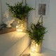 2 Pcs LED Copper Wire Light Mason Jar Flower Room Decor Wall Light for Garden Patio Living Room Bedroom