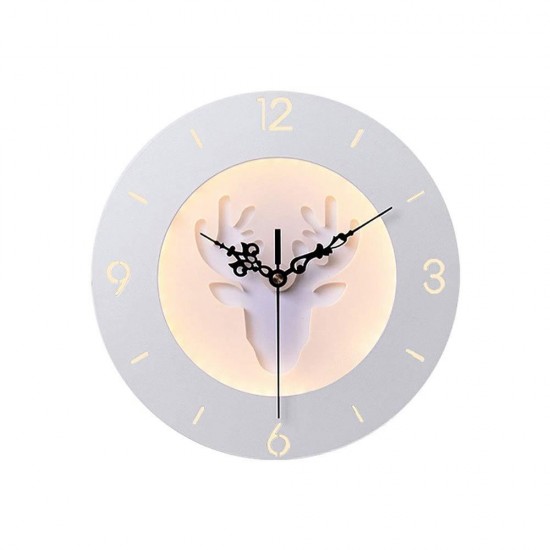 220V LED Nordic Deer Round Clock Night Light Wall Lamp Bedroom Living Room Decor 24CM 220V LED Nordic Deer Round Clock Night Light Wall Lamp Bedroom Living Room Decor 24CM
