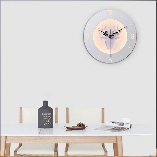 220V LED Nordic Deer Round Clock Night Light Wall Lamp Bedroom Living Room Decor 24CM 220V LED Nordic Deer Round Clock Night Light Wall Lamp Bedroom Living Room Decor 24CM