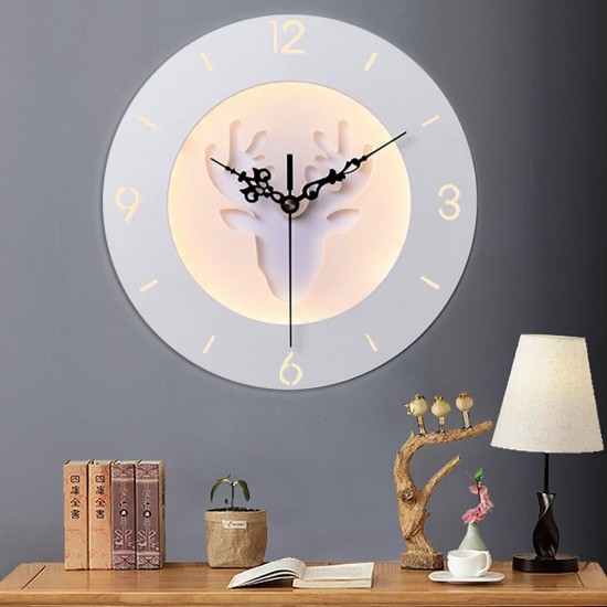 220V LED Nordic Deer Round Clock Night Light Wall Lamp Bedroom Living Room Decor 24CM 220V LED Nordic Deer Round Clock Night Light Wall Lamp Bedroom Living Room Decor 24CM