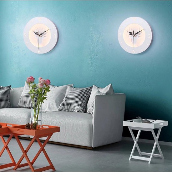 220V LED Nordic Deer Round Clock Night Light Wall Lamp Bedroom Living Room Decor 24CM 220V LED Nordic Deer Round Clock Night Light Wall Lamp Bedroom Living Room Decor 24CM