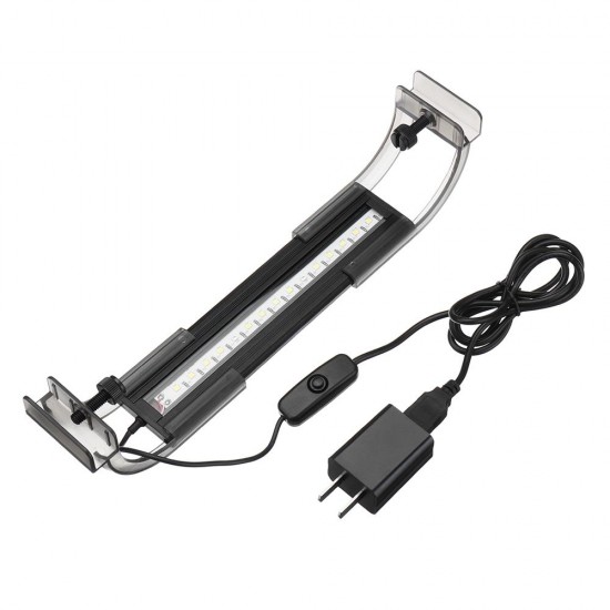 2.5W 18cm Adjustable 2835 LED Aquarium Fish Tank Super Slim Light Lamp Black