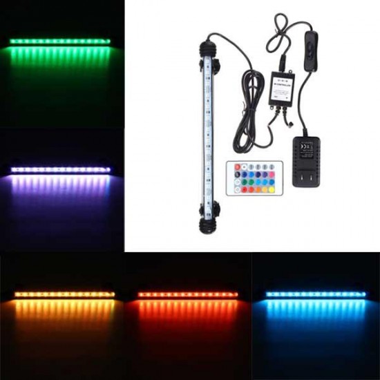 28CM RGB Remote Waterproof ip68 Aquarium LED Fish Tank Light Bar Submersible Lamp