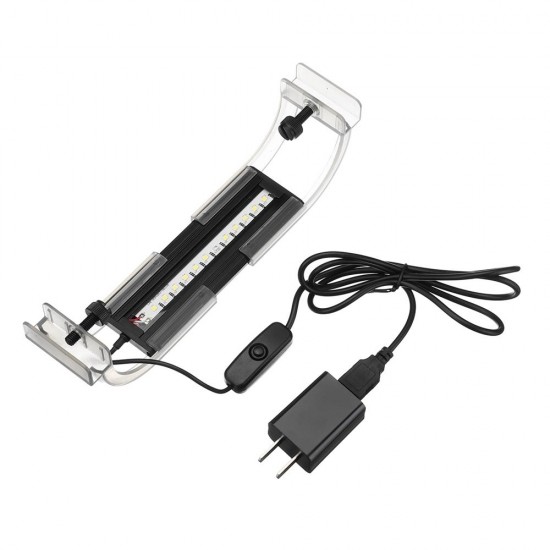 2W 13cm Adjustable 2835 LED Aquarium Fish Tank Super Slim Light Lamp Black