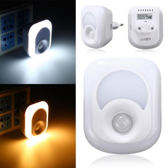 2W 23 LED Light-controlled & PIR Sensor Night Light Plug-in Hallway Bedroom Home Emergency Lamp
