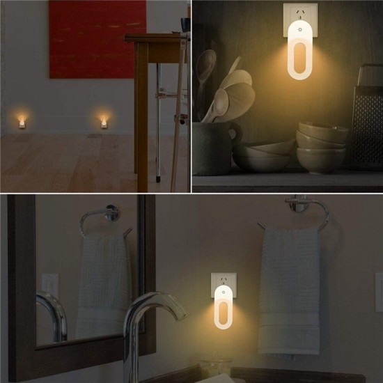 2pcs LED Light Sensor Night Lamp Socket Wall Plug-in Child bedroom Hallway AC100-240V