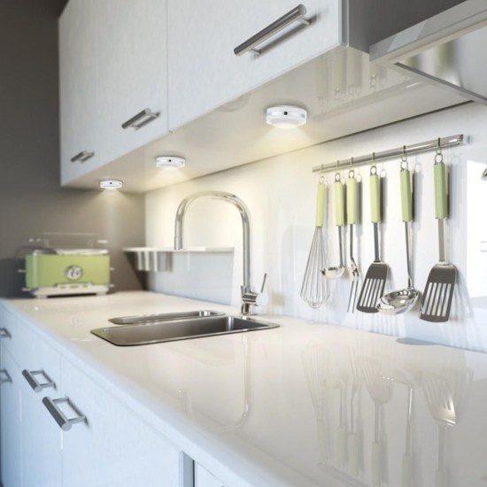 3 Pcs 4000K LED Puck Light Chen Under Cabinet Light Counter Closet 3 Pcs 4000K LED Puck Light Chen Under Cabinet Light Counter Closet