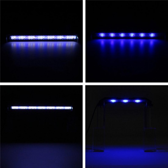 30cm 27 LED Fish Tank Aquarium Light White Blue Lamp Clip on Waterproof Bar AC110-240V