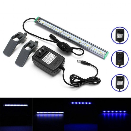 30cm 27 LED Fish Tank Aquarium Light White Blue Lamp Clip on Waterproof Bar AC110-240V