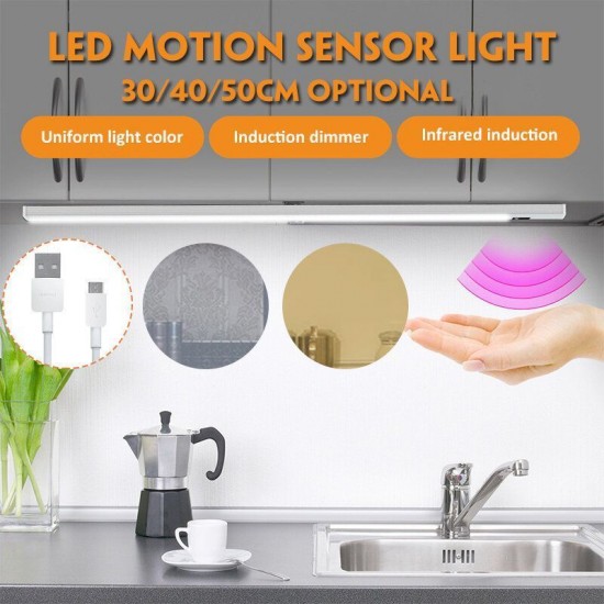 30cm/40cm/50cm Motion Sensor LED Cabinet Light USB Powered Closet Night Lamp