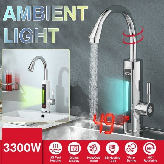 3300W Light Temp Display Electric Heater Instant Heating Hot Water Tap Faucet 3300W Light Temp Display Electric Heater Instant Heating Hot Water Tap Faucet