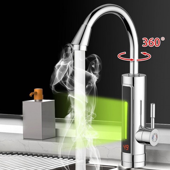 3300W Light Temp Display Electric Heater Instant Heating Hot Water Tap Faucet