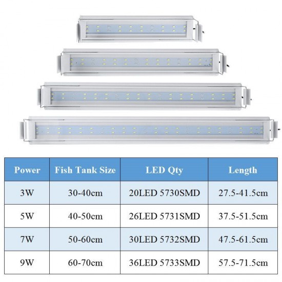 3/5/7/9W 220V US Plug Fish Tank Lamp LED Energy-Saving Blue+White Light Line Switch 3/5/7/9W 220V US Plug Fish Tank Lamp LED Energy-Saving Blue+White Light Line Switch