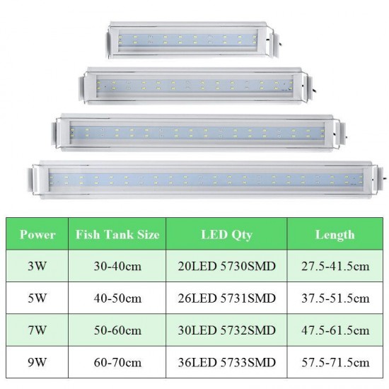 3/5/7/9W Fish Tank Light 220V LED Energy-Saving Blue+White Light Line Switch 3/5/7/9W Fish Tank Light 220V LED Energy-Saving Blue+White Light Line Switch