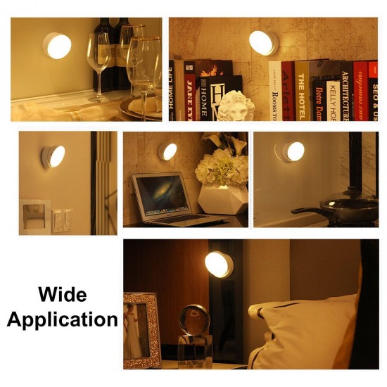 360 Degree Rotation LED Motion Sensor Night Light USB Rechargeable Lamp with Magnetic Base for Stairs Bedroom Bathroom Kitchen Hallway White/Warm Light