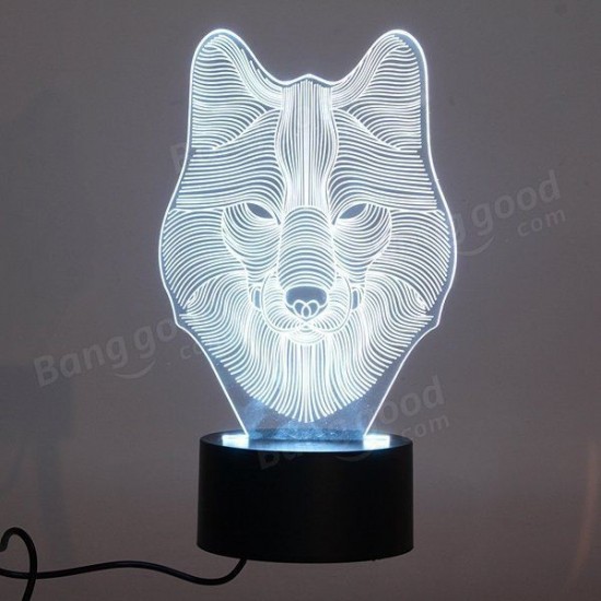 3D Animal Wolf Touch Control Table Lamp 7 Color Changing LED Night Light Home Decor