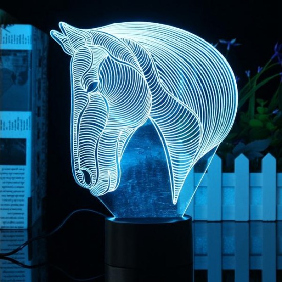 3D Art Horse Head 7 Color Changing Bulding LED Night Lamp Light Bedroom Xmas Gift