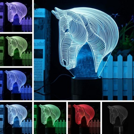3D Art Horse Head 7 Color Changing Bulding LED Night Lamp Light Bedroom Xmas Gift 3D Art Horse Head 7 Color Changing Bulding LED Night Lamp Light Bedroom Xmas Gift