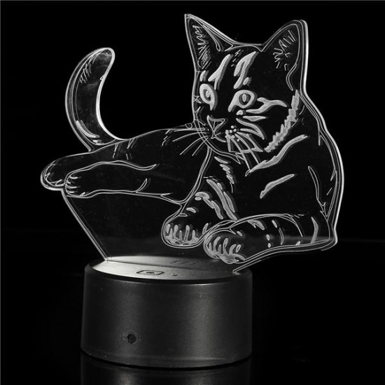 3D Cute Cat Night Light USB Charge Touch Control 7 Color Change LED Desk Lamp Room Decor Gift 3D Cute Cat Night Light USB Charge Touch Control 7 Color Change LED Desk Lamp Room Decor Gift