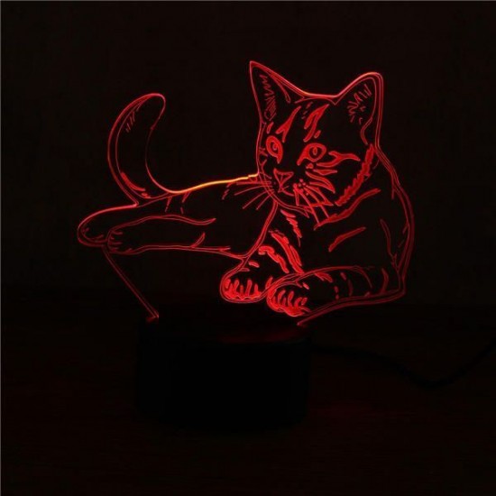 3D Cute Cat Night Light USB Charge Touch Control 7 Color Change LED Desk Lamp Room Decor Gift 3D Cute Cat Night Light USB Charge Touch Control 7 Color Change LED Desk Lamp Room Decor Gift