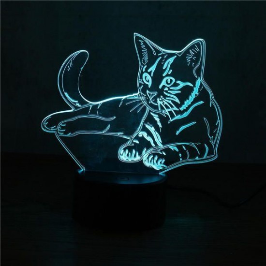 3D Cute Cat Night Light USB Charge Touch Control 7 Color Change LED Desk Lamp Room Decor Gift 3D Cute Cat Night Light USB Charge Touch Control 7 Color Change LED Desk Lamp Room Decor Gift