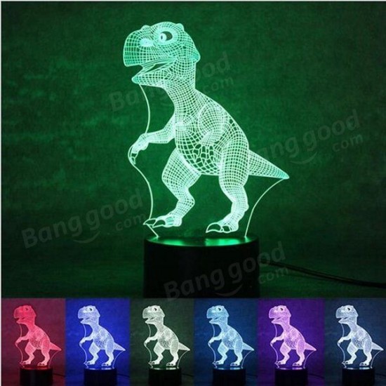 3D Dinosaur LED Desk Table Lamp 7 Color Changing USB Night Light 5V