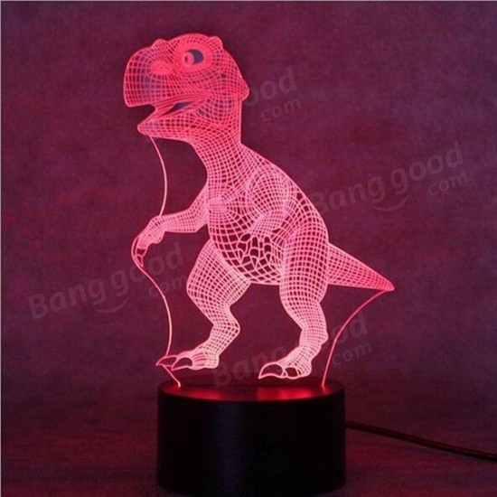 3D Dinosaur LED Desk Table Lamp 7 Color Changing USB Night Light 5V