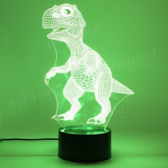 3D Dinosaur LED Desk Table Lamp 7 Color Changing USB Night Light 5V