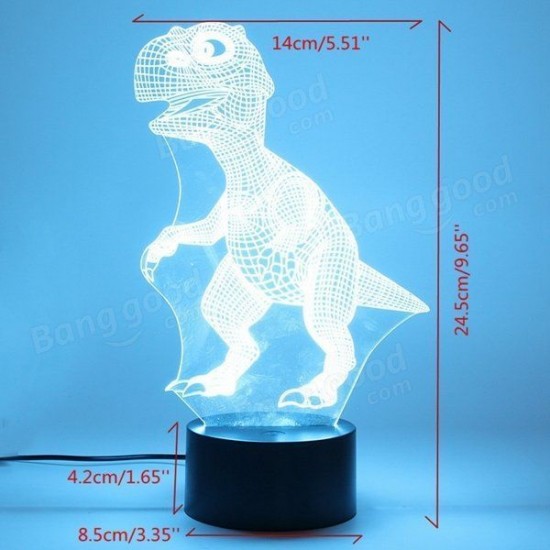 3D Dinosaur LED Desk Table Lamp 7 Color Changing USB Night Light 5V
