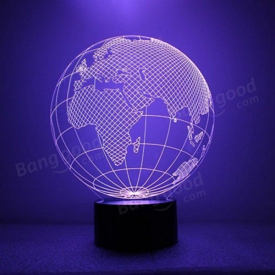 3D Earth Globe Night Light 7 Color Changing USB LED Table Lamp Home Decor