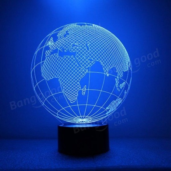 3D Earth Globe Night Light 7 Color Changing USB LED Table Lamp Home Decor