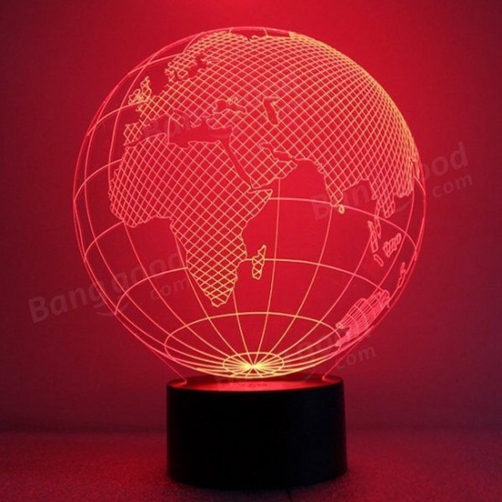 3D Earth Globe Night Light 7 Color Changing USB LED Table Lamp Home Decor