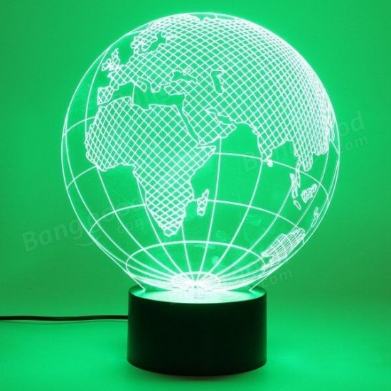 3D Earth Globe Night Light 7 Color Changing USB LED Table Lamp Home Decor