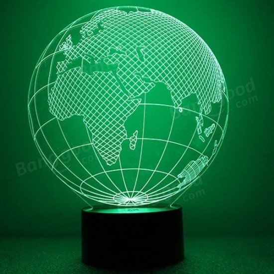 3D Earth Globe Night Light 7 Color Changing USB LED Table Lamp Home Decor