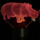 3D Hippo Desk Table Lamp 7 Color Changing LED Night Light Decor Xmas Gift