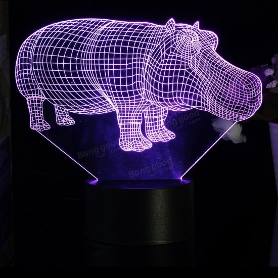 3D Hippo Desk Table Lamp 7 Color Changing LED Night Light Decor Xmas Gift 3D Hippo Desk Table Lamp 7 Color Changing LED Night Light Decor Xmas Gift
