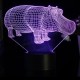 3D Hippo Desk Table Lamp 7 Color Changing LED Night Light Decor Xmas Gift