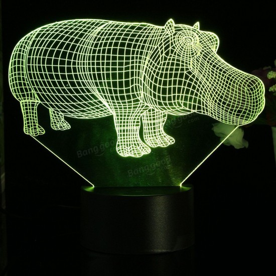 3D Hippo Desk Table Lamp 7 Color Changing LED Night Light Decor Xmas Gift 3D Hippo Desk Table Lamp 7 Color Changing LED Night Light Decor Xmas Gift
