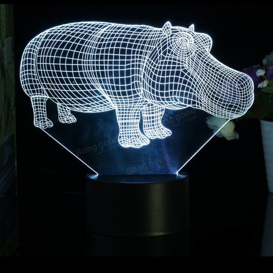 3D Hippo Desk Table Lamp 7 Color Changing LED Night Light Decor Xmas Gift 3D Hippo Desk Table Lamp 7 Color Changing LED Night Light Decor Xmas Gift