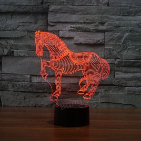 3D Horse LED Lamp 7 Color Change Touch Sensor Night Light Christmas Gift Party Decor