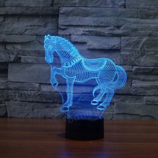 3D Horse LED Lamp 7 Color Change Touch Sensor Night Light Christmas Gift Party Decor