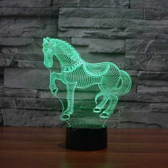 3D Horse LED Lamp 7 Color Change Touch Sensor Night Light Christmas Gift Party Decor