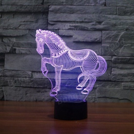 3D Horse LED Lamp 7 Color Change Touch Sensor Night Light Christmas Gift Party Decor