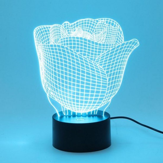 3D Illuminated Color Changing Rose LED Desk Night Light Lamp