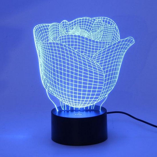 3D Illuminated Color Changing Rose LED Desk Night Light Lamp