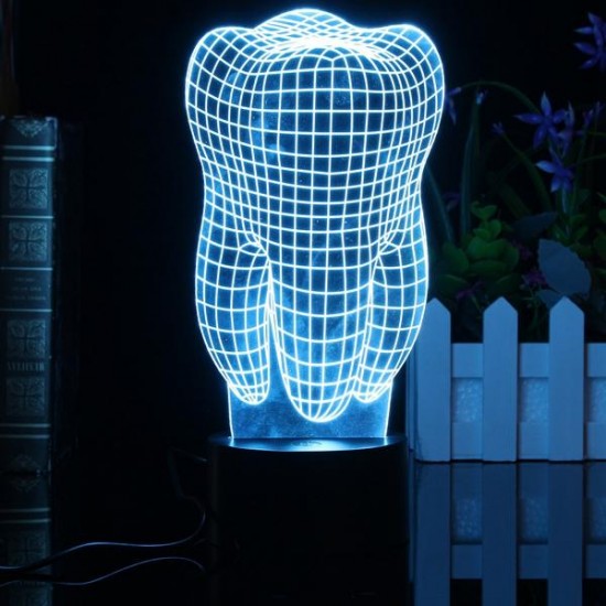 3D Illuminated Color Changing Touch Switch Tooth LED Desk Night Light Lamp Xmas Gift 3D Illuminated Color Changing Touch Switch Tooth LED Desk Night Light Lamp Xmas Gift
