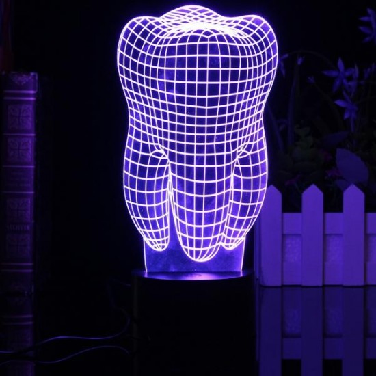 3D Illuminated Color Changing Touch Switch Tooth LED Desk Night Light Lamp Xmas Gift 3D Illuminated Color Changing Touch Switch Tooth LED Desk Night Light Lamp Xmas Gift