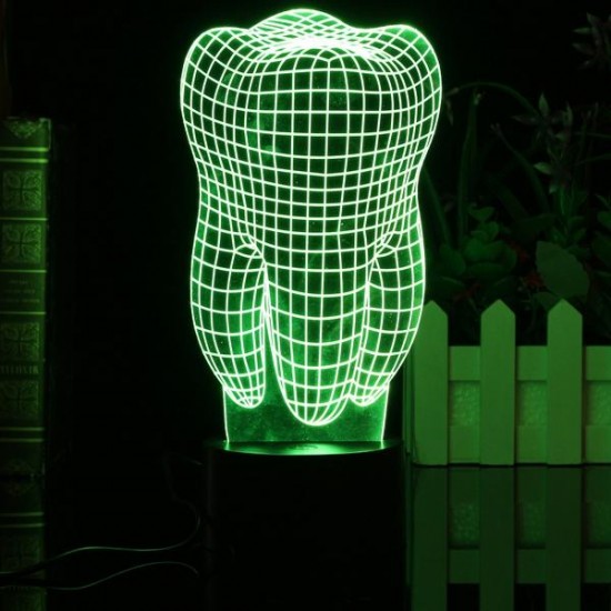 3D Illuminated Color Changing Touch Switch Tooth LED Desk Night Light Lamp Xmas Gift 3D Illuminated Color Changing Touch Switch Tooth LED Desk Night Light Lamp Xmas Gift