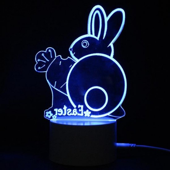 3D Easter Egg Rabbit LED Night Light USB Colorful Table Desk Lamp Holiday Decor DC5V